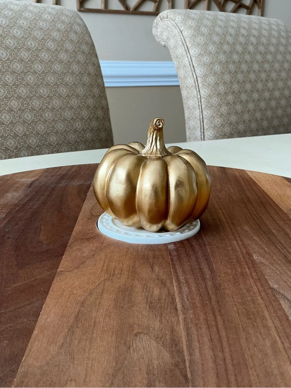 Large Gold Autumn Pumpkin Platter Decoration